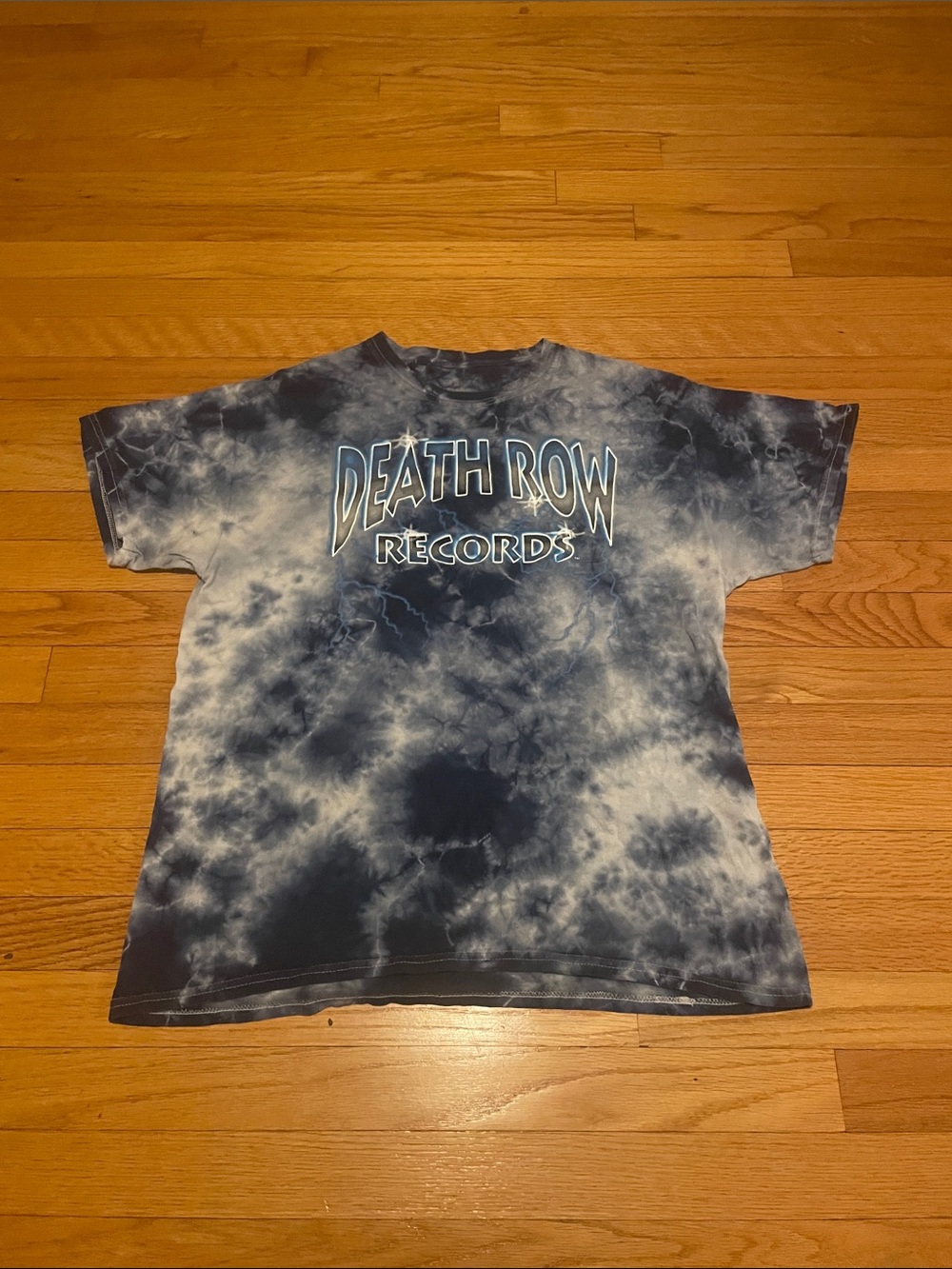 Death row record T-shirt y2k style blue and black and white Mens medium